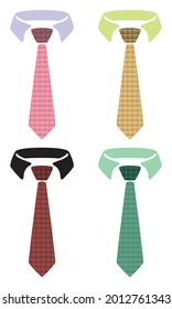 Neck Tie With Plaid Pattern Vector Illustration. Neck Tie Isolated On A White Background
