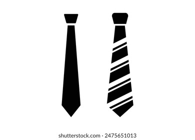 Neck tie set. Black and white neck tie. realistic vector icon illustration set. Isolated on white. Tie business icon vector on white background.