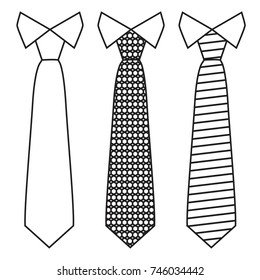 Neck ties set with trendy line style. Vector illustration