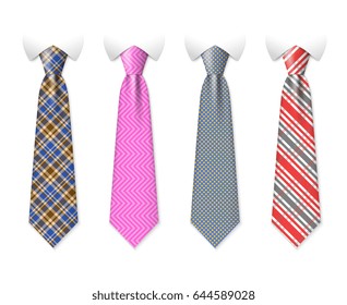 Neck ties vector templates with plaid texture design.