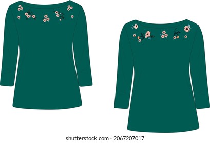  neck vector  flowers  top design