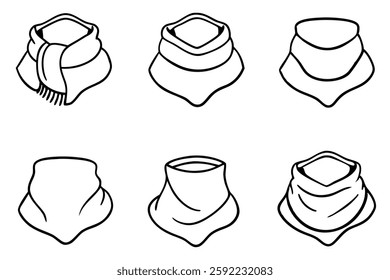 Neck warmer line art illustration for winter wear