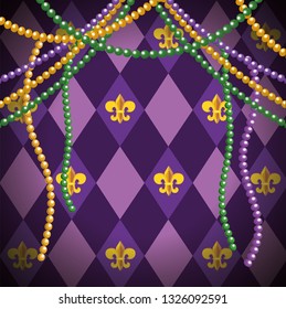 neckalce balls with mardi gras emblem