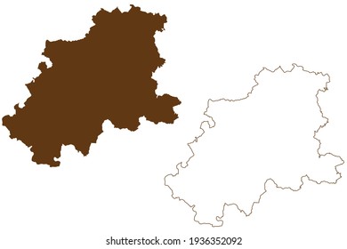 Mapa de ilustraciones vectoriales en el mapa de Neckar-Odenwald-Kreis (República Federal de Alemania, distrito rural, estado de Baden-Wurttemberg), dibujo de dibujos en eslabón Neckar Odenwald Kreis