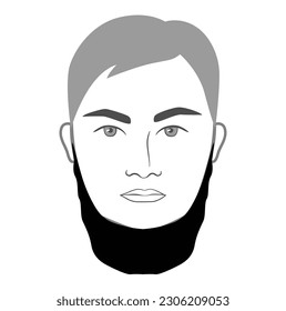 Neckbeard Beard style men in face illustration Facial hair. Vector grey black portrait male Fashion template flat barber collection set. Stylish hairstyle isolated outline on white background.