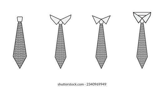 Neckcloth icon line. Tie icon set strip motive,  Web symbols for web sites and mobile app. Modern vector symbols, isolated on a white background. Simple thin line signs. Flat Vector illustration.