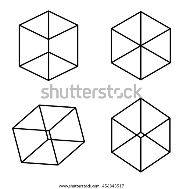 Necker Cube Optical Illusion Ambiguous Line 库存矢量图 免版税