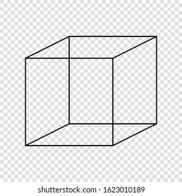 Necker cube optical illusion. Vector illustration