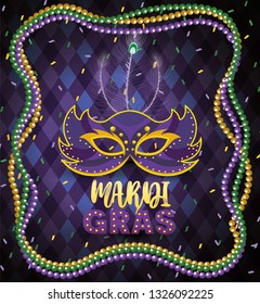 necklace balls with masks and fethers to mardi gras