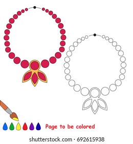 Necklace to be colored, the coloring book for preschool kids with easy educational gaming level.