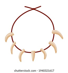 Necklace of bones isolated on white background. Necklace in flat style vector illustration.