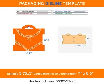 Necklace, Bracelet Card Dieline Template