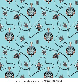 Necklace or bracelet seamless pattern. Background with drawstring pendant. Good for cover card banner design, printing on textiles, fashionable dresses, scarves.  Seamless vector illustration. 