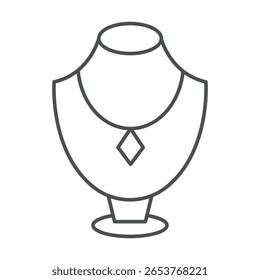 Colar Bust ícone de linha fina, vetor, pixel perfect, arquivo ilustrador 
