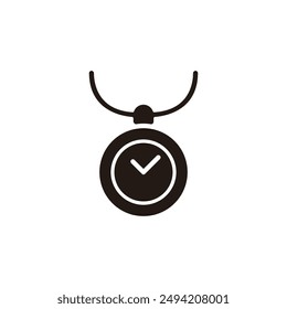 Necklace of clock icon. Flat silhouette version.