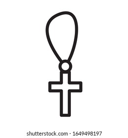 necklace in cross religion line style icon vector illustration design