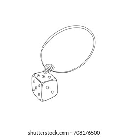 Necklace with cube isolated on white.