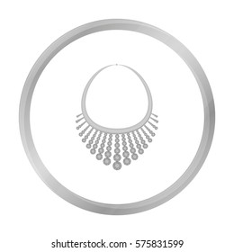 Necklace with diamond icon in monochrome style isolated on white background. Jewelry and accessories symbol stock vector illustration.