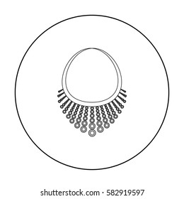 Necklace with diamond icon in outline style isolated on white background. Jewelry and accessories symbol stock vector illustration.