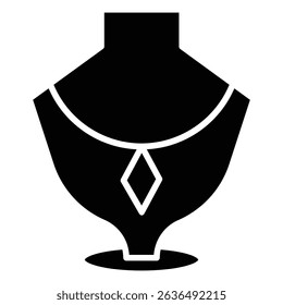 Necklace display icon Flat outline fill black and white