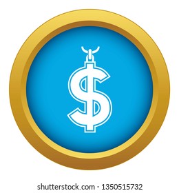 Necklace of dollar symbol icon blue vector isolated on white background for any design