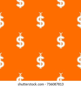 Necklace of dollar symbol pattern repeat seamless in orange color for any design. Vector geometric illustration