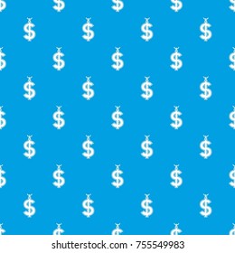Necklace of dollar symbol pattern repeat seamless in blue color for any design. Vector geometric illustration