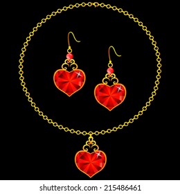Necklace and earrings, vector