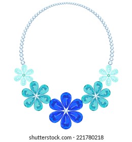 Necklace with five flowers of the teardrop-shaped stones