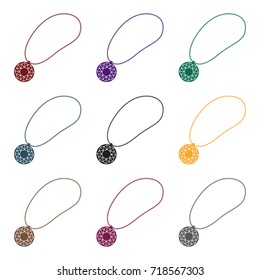Necklace with gem icon in black style isolated on white background. Jewelry and accessories symbol stock vector illustration.