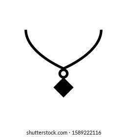 Necklace with gem icon. Female accessory vector illustration for print, web, mobile and infographics isolated symbol.