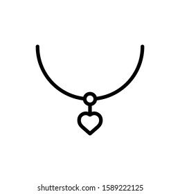 Necklace with gem icon. Female accessory vector illustration for print, web, mobile and infographics isolated symbol.