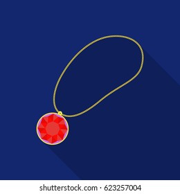 Necklace with gem icon in flat style isolated on white background. Jewelry and accessories symbol stock vector illustration.