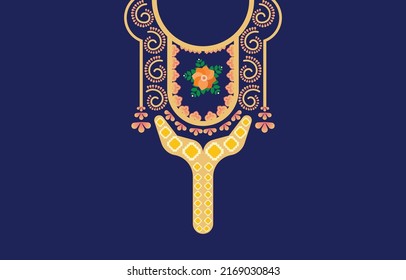 Necklace Geometric Ethnic oriental pattern traditional .flower embroidery design for fashion women.background,wallpaper,clothing and wrapping.