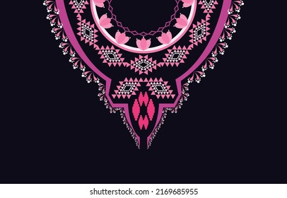 Necklace Geometric Ethnic oriental pattern traditional .flower embroidery design for fashion women.background,wallpaper,clothing and wrapping.