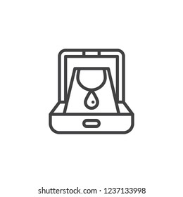 Necklace in a gift box outline icon. linear style sign for mobile concept and web design. Pendant necklace jewelry simple line vector icon. Symbol, logo illustration. Pixel perfect vector graphics