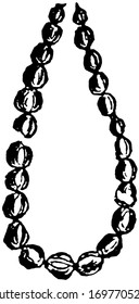 Necklace have a string of beads, vintage line drawing or engraving illustration.