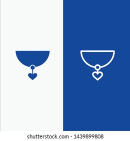 Necklace, Heart, Gift Line and Glyph Solid icon Blue banner