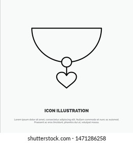 Necklace, Heart, Gift Vector Line Icon. Vector Icon Template background