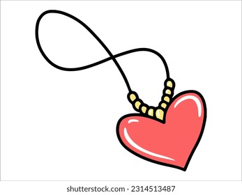 Necklace with Heart Icon Illustration
