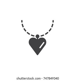 Necklace with heart icon vector, filled flat sign, solid pictogram isolated on white. Symbol, logo illustration.