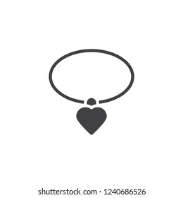 Necklace with heart pendant vector icon. filled flat sign for mobile concept and web design. Wedding and love Jewelry simple solid icon. Symbol, logo illustration. Pixel perfect vector graphics