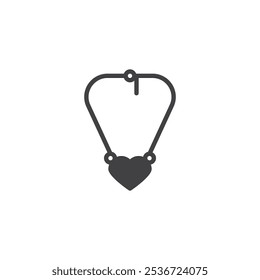 A necklace with a heart pendant vector icon. filled flat sign for mobile concept and web design. Heart Necklace glyph icon. Symbol, logo illustration. Vector graphics