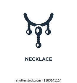 Necklace icon. Black filled vector illustration. Necklace symbol on white background. Can be used in web and mobile.