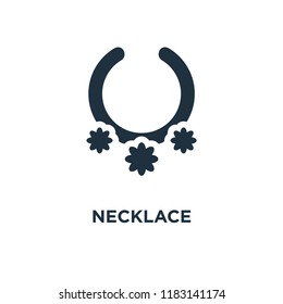 Necklace icon. Black filled vector illustration. Necklace symbol on white background. Can be used in web and mobile.