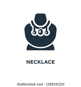 Necklace icon. Black filled vector illustration. Necklace symbol on white background. Can be used in web and mobile.