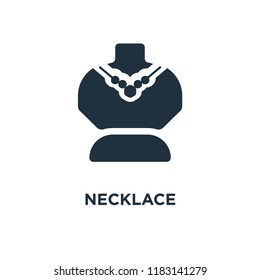 Necklace icon. Black filled vector illustration. Necklace symbol on white background. Can be used in web and mobile.