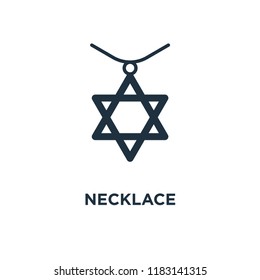 Necklace icon. Black filled vector illustration. Necklace symbol on white background. Can be used in web and mobile.