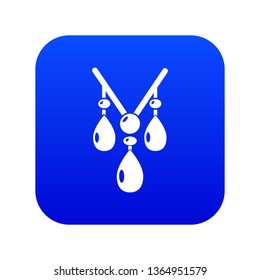 Necklace icon blue vector isolated on white background