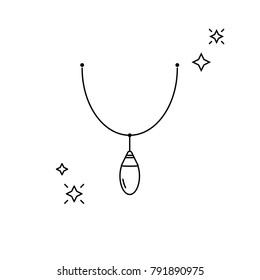 Necklace icon. Chain with pearl. Jewerly